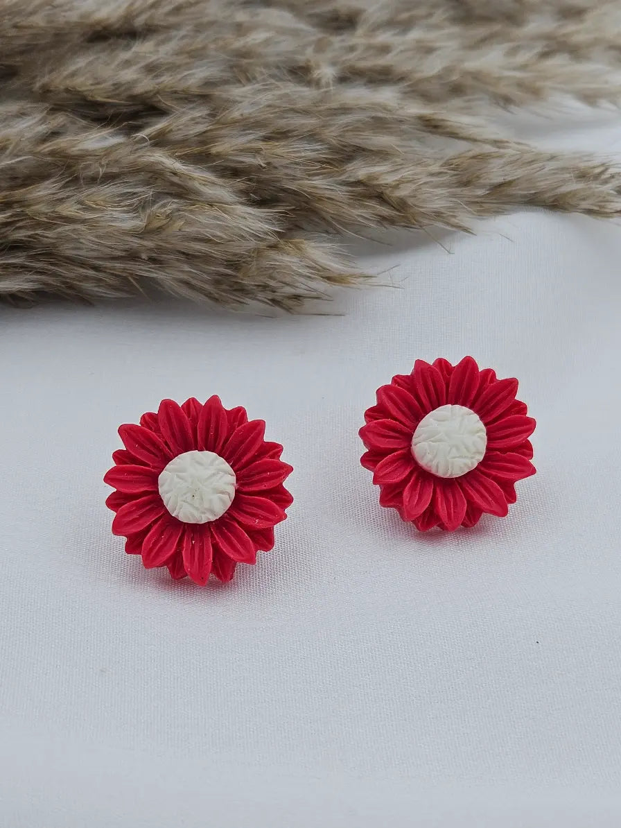 Red and White Sunflower Western Studs
