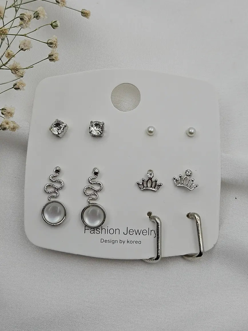 Korean Earrings White Combo Earrings Set