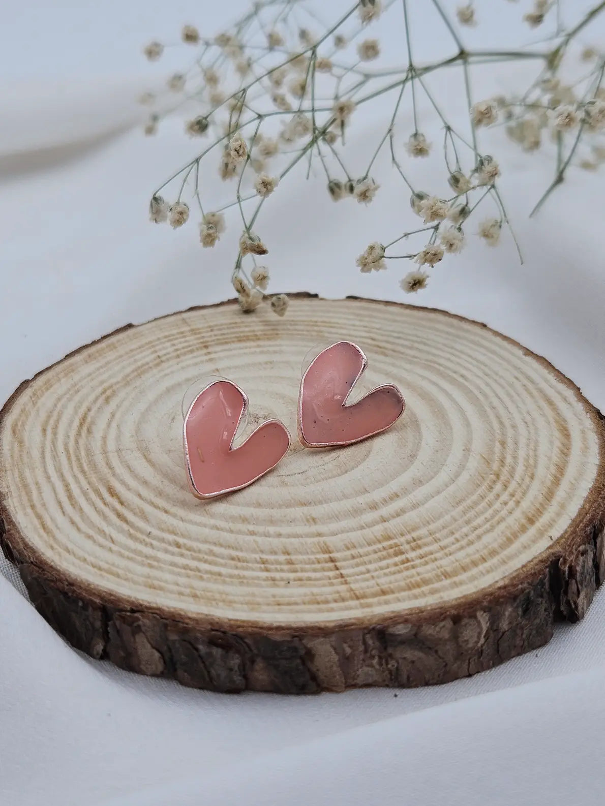 Peach Heart Enamel Casual Stud