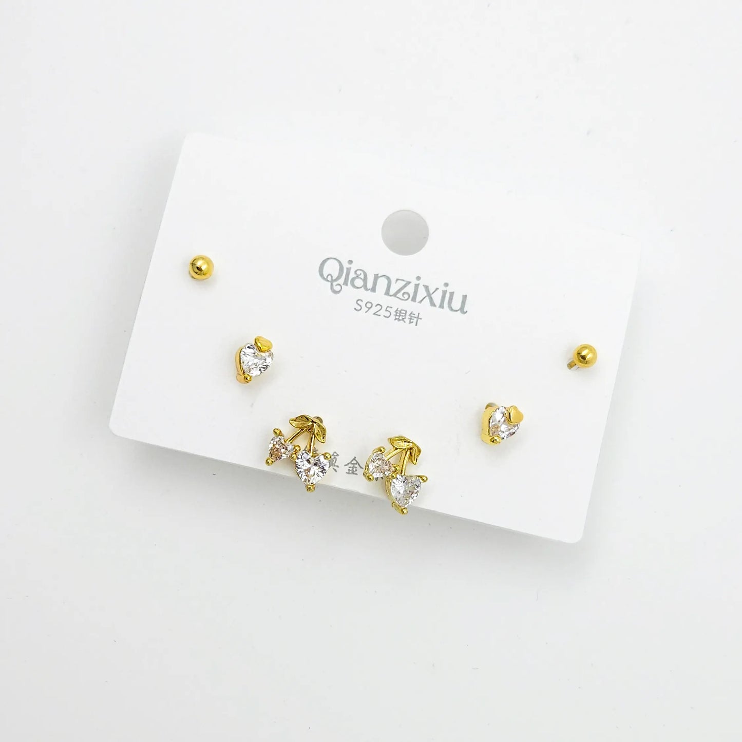cherry diamond - gold combo set