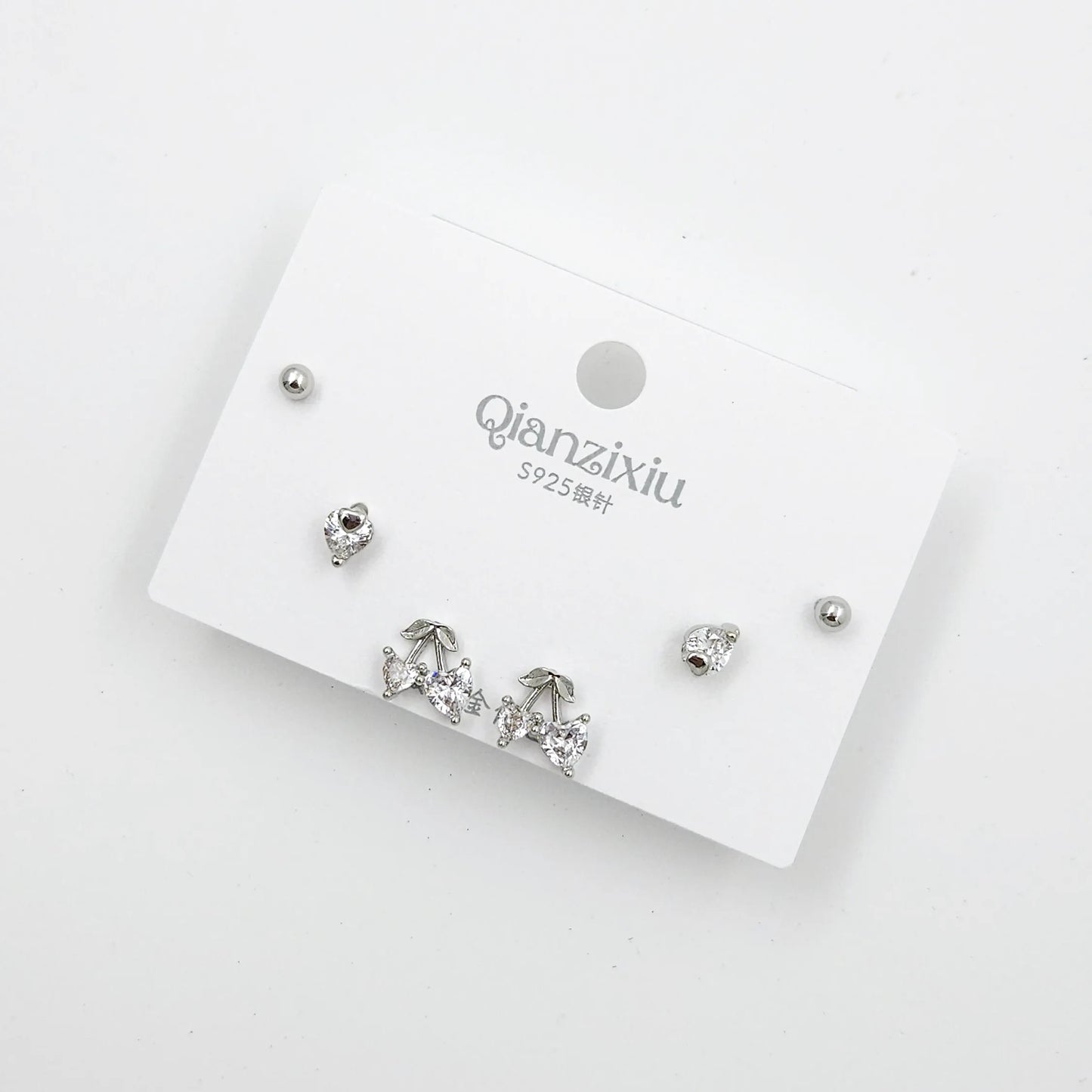 cherry diamond - silver combo set