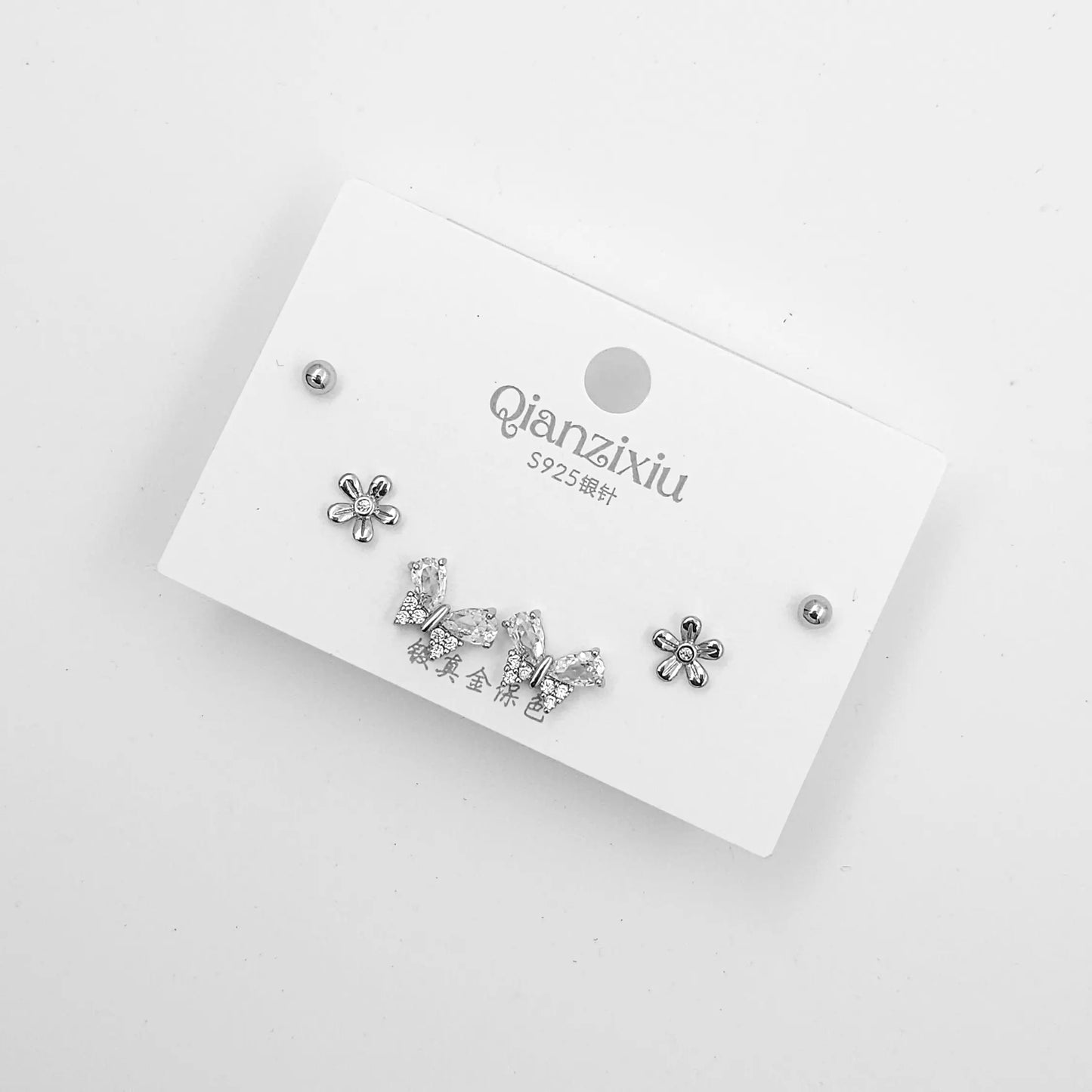 Butterfly flower -silver combo set