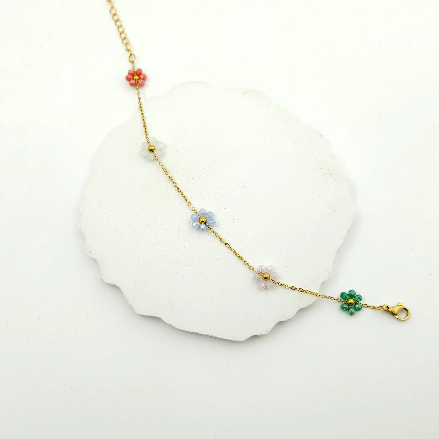 Vibrant flower chain bracelet