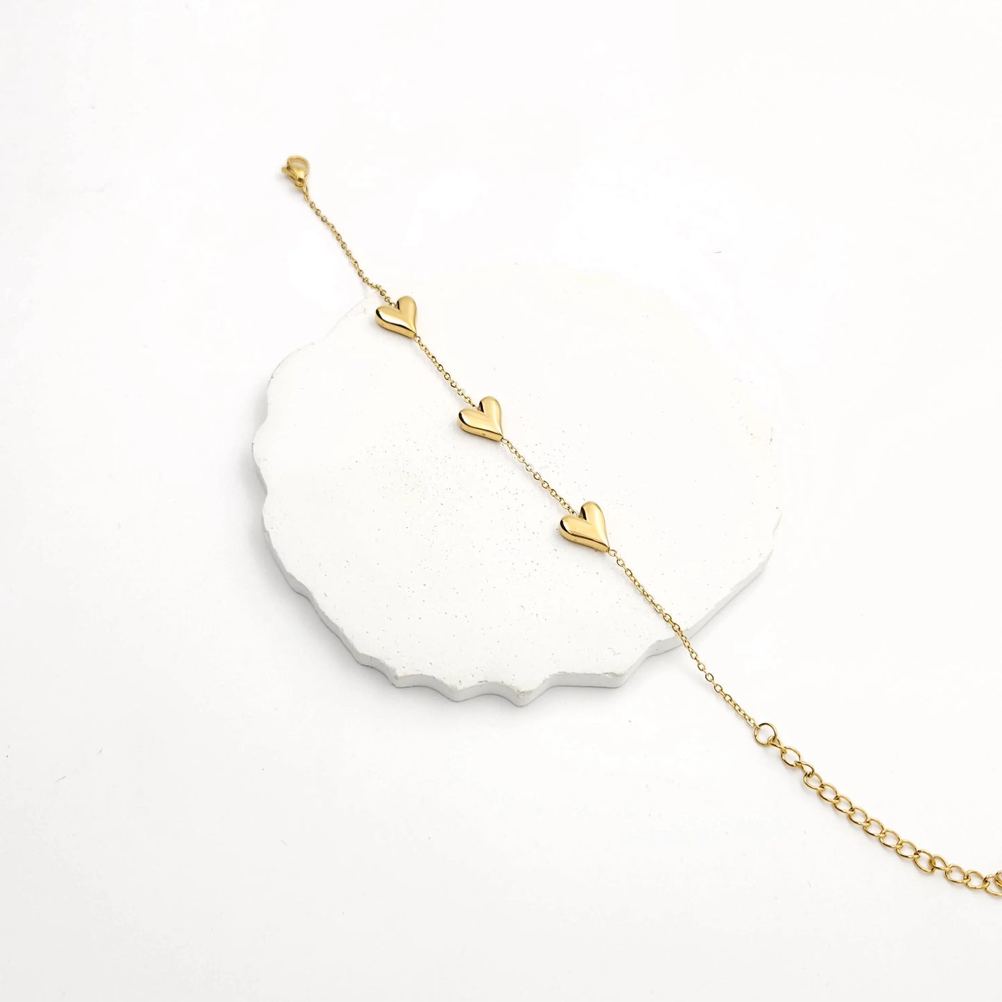 Tri heart chain bracelet