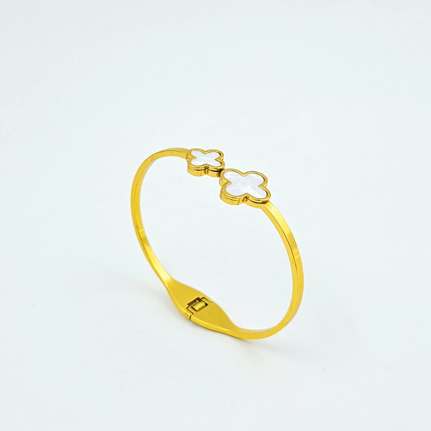White clover thin kada bangle bracelet