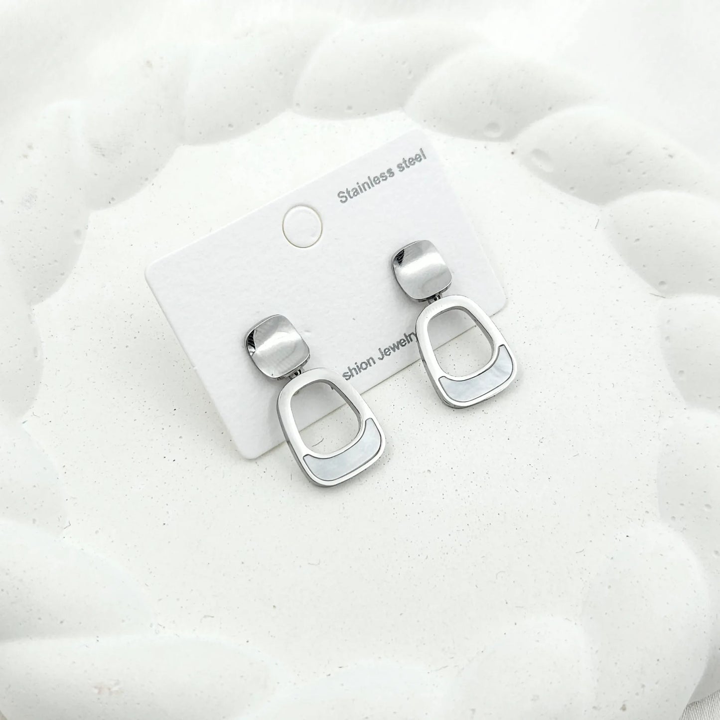 Silver box earrings
