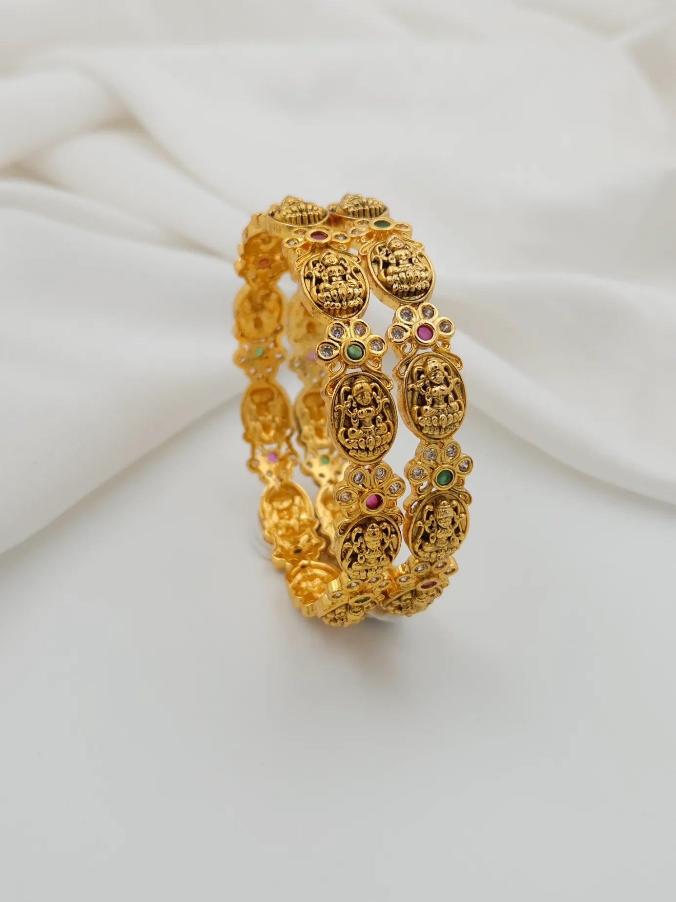 Floral Lakshmi Bangles - Set of 2
