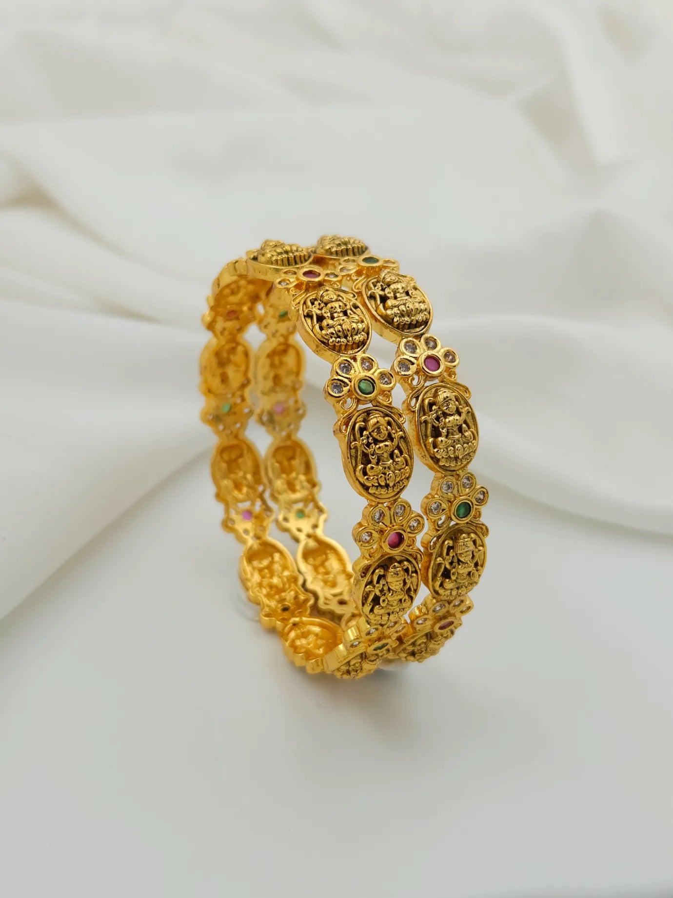 Floral Lakshmi Bangles - Set of 2