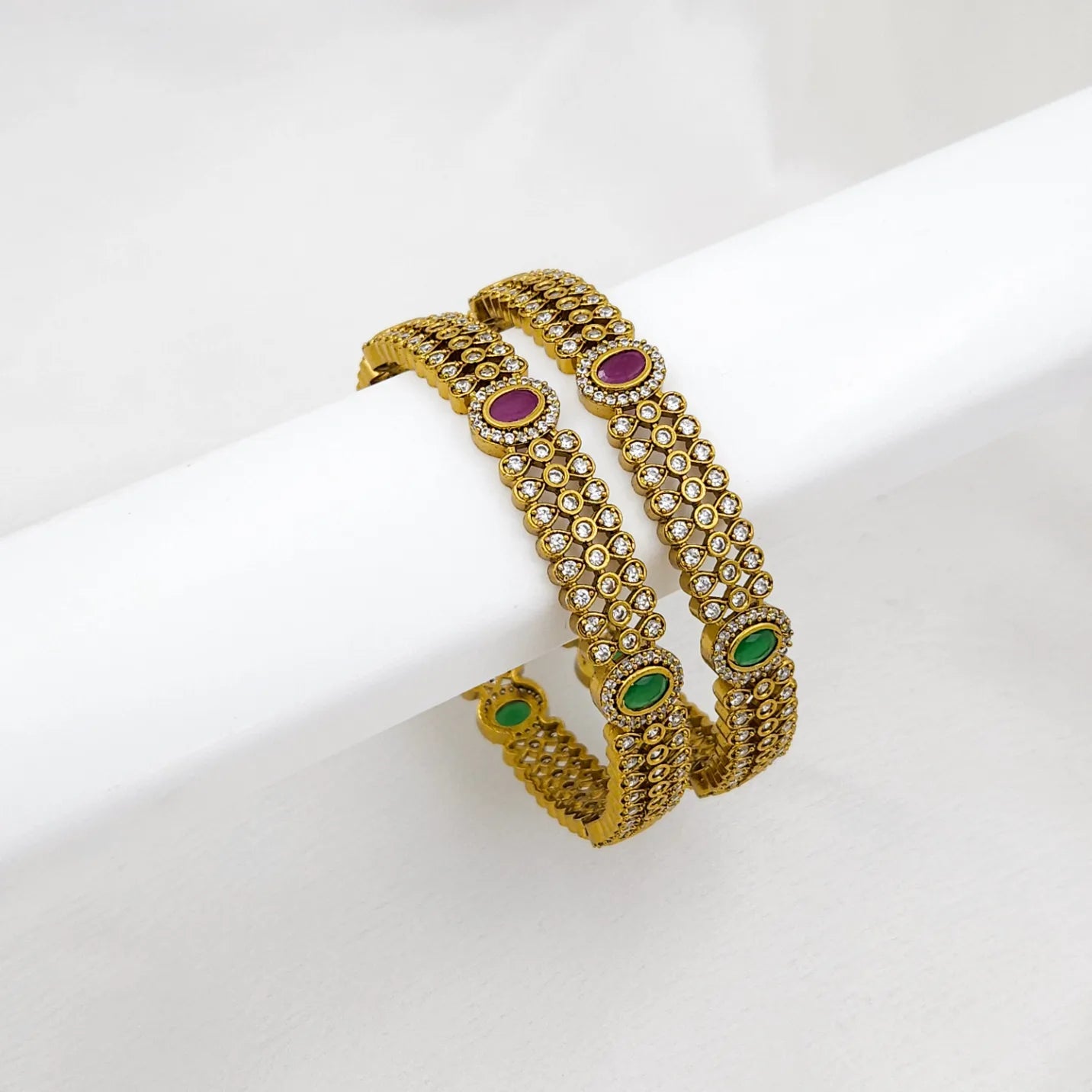 Women's Multicolour Stone Bangles - Set of 2