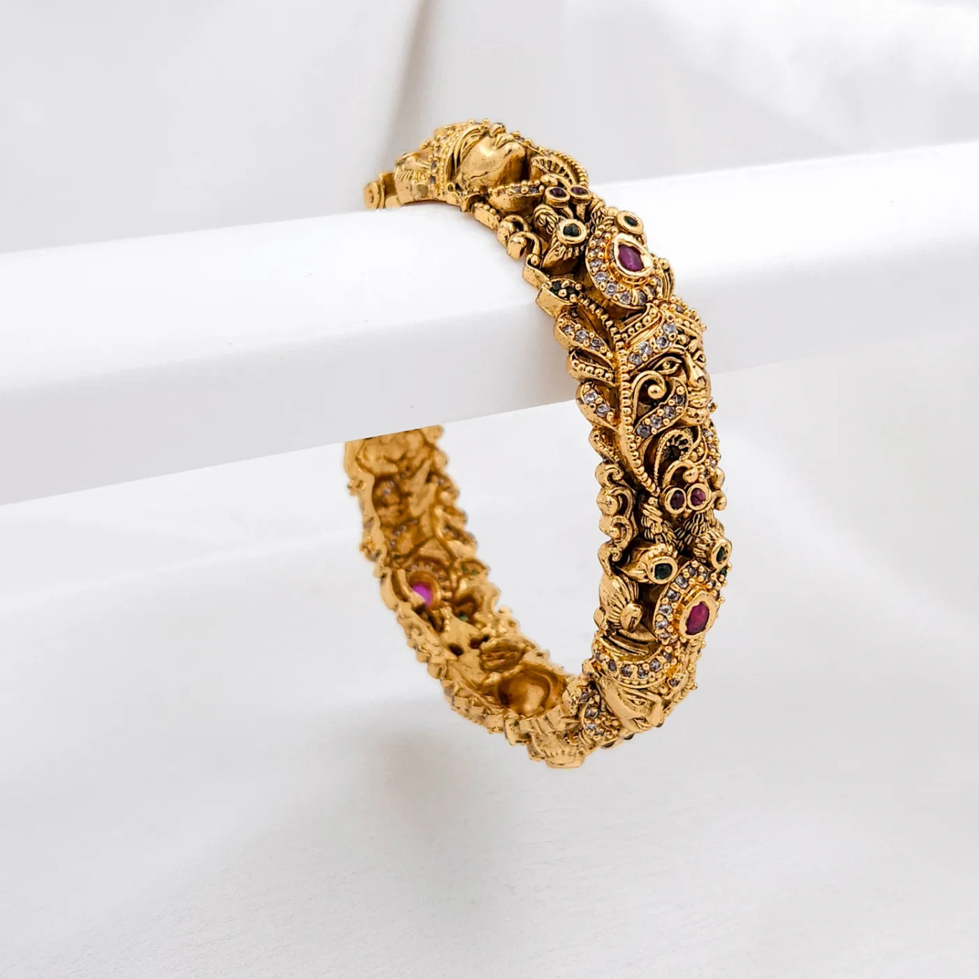 Krishna god stone studded open kada bangle for function- single piece