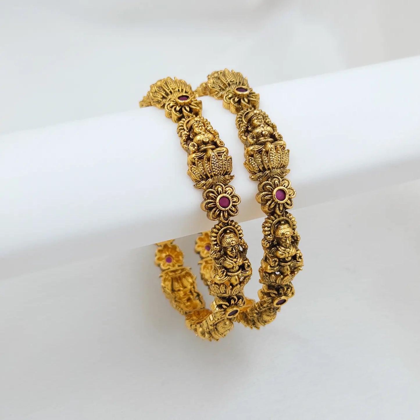 Devi Floral Bangles - Set of 2 - Antique Set