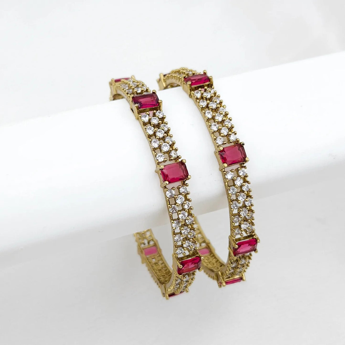 Grand Ruby Red Stone Bangles for Wedding Function