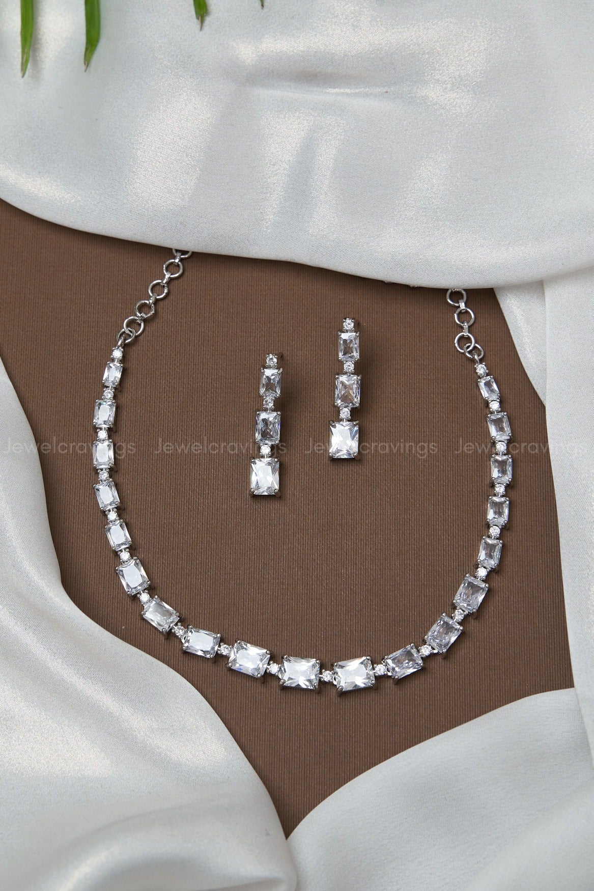 Sparkling American Diamond Necklace with Earrings