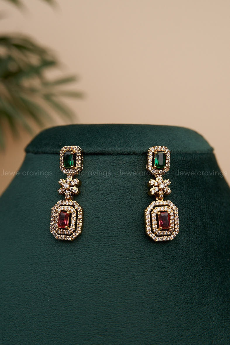 Pretty Multi Stone Necklace with Earrings