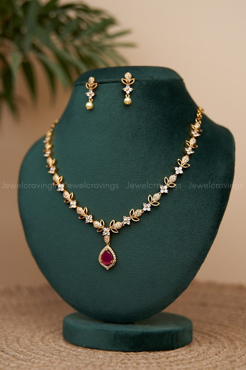 Ruby Drops Necklace with Earrings
