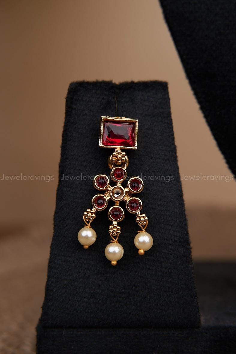 Ruby Pearldrop Necklace with Earrings