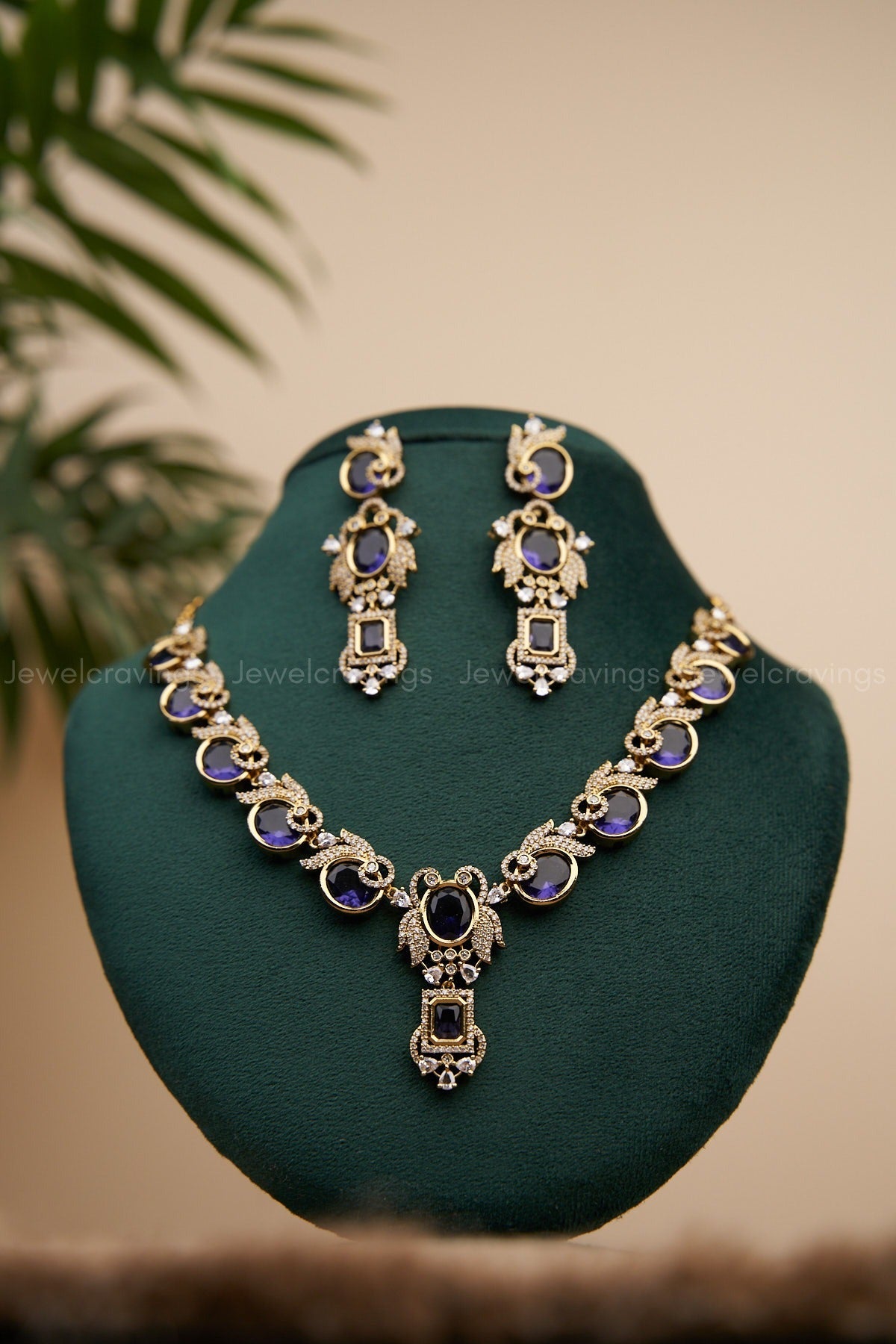 Swan Gemstone Pendant Necklace with Earrings