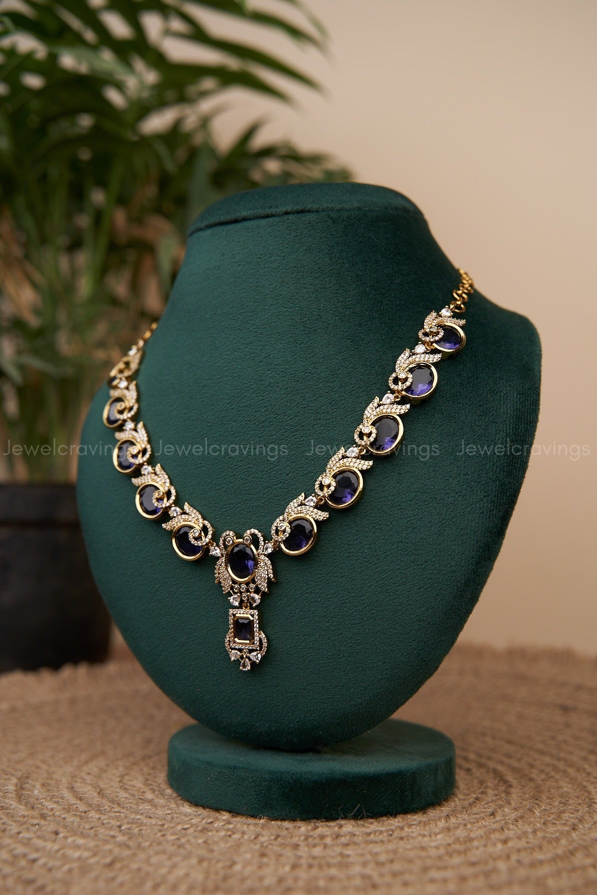 Swan Gemstone Pendant Necklace with Earrings