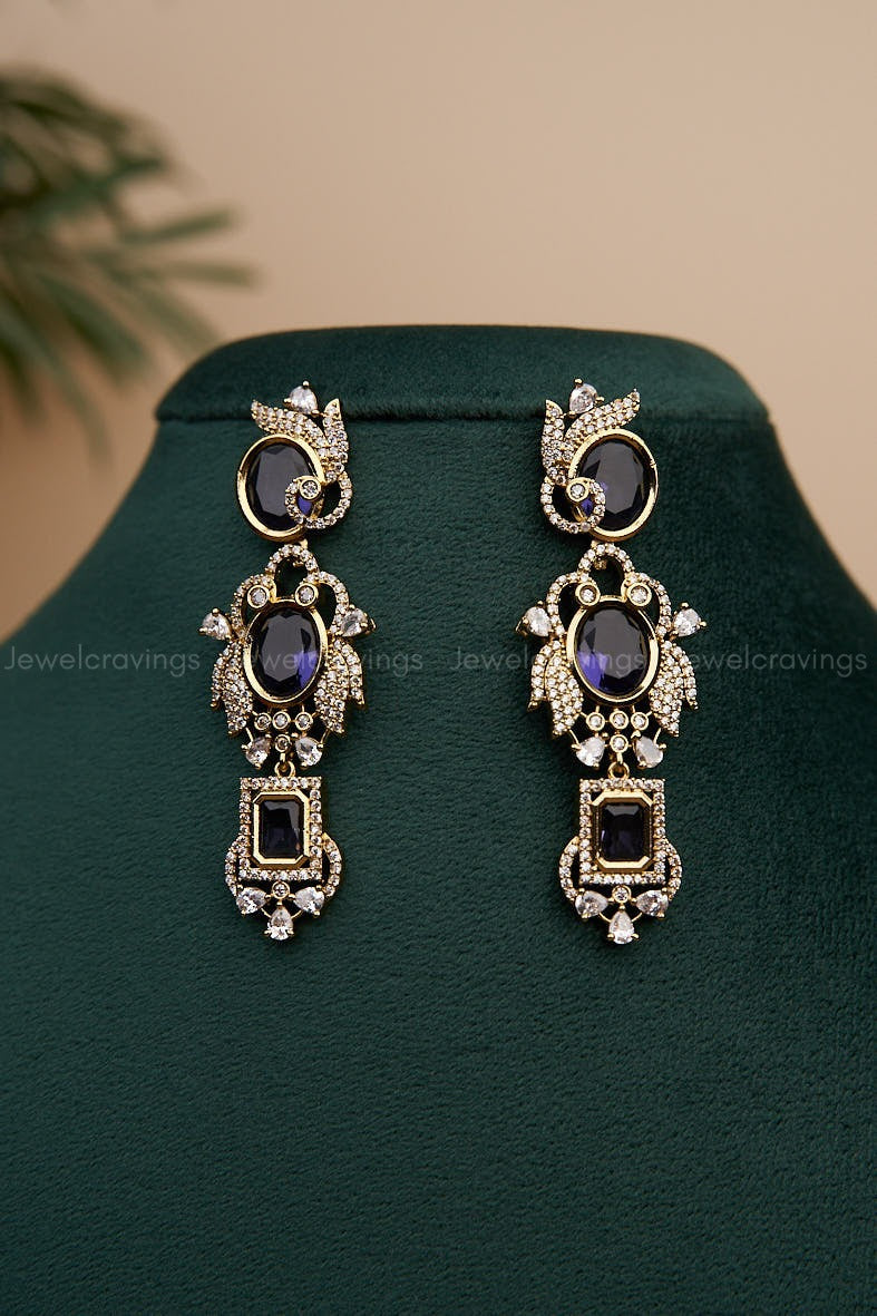 Swan Gemstone Pendant Necklace with Earrings