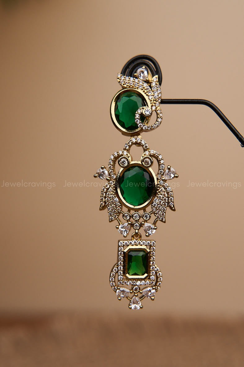 Swan Gemstone Pendant Necklace with Earrings