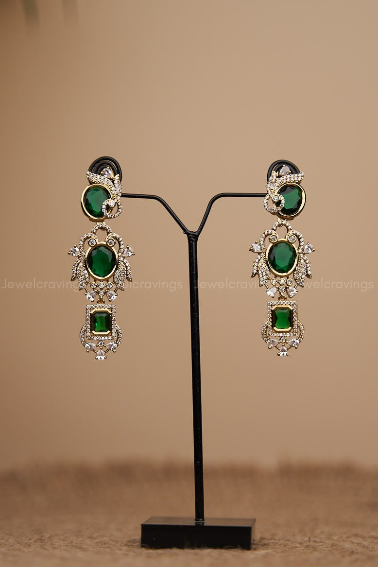 Swan Gemstone Pendant Necklace with Earrings