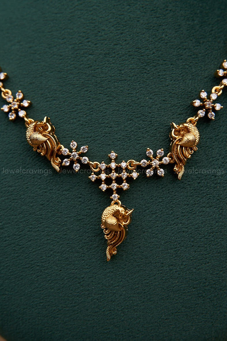 Peacock Gold Necklace with Earrings