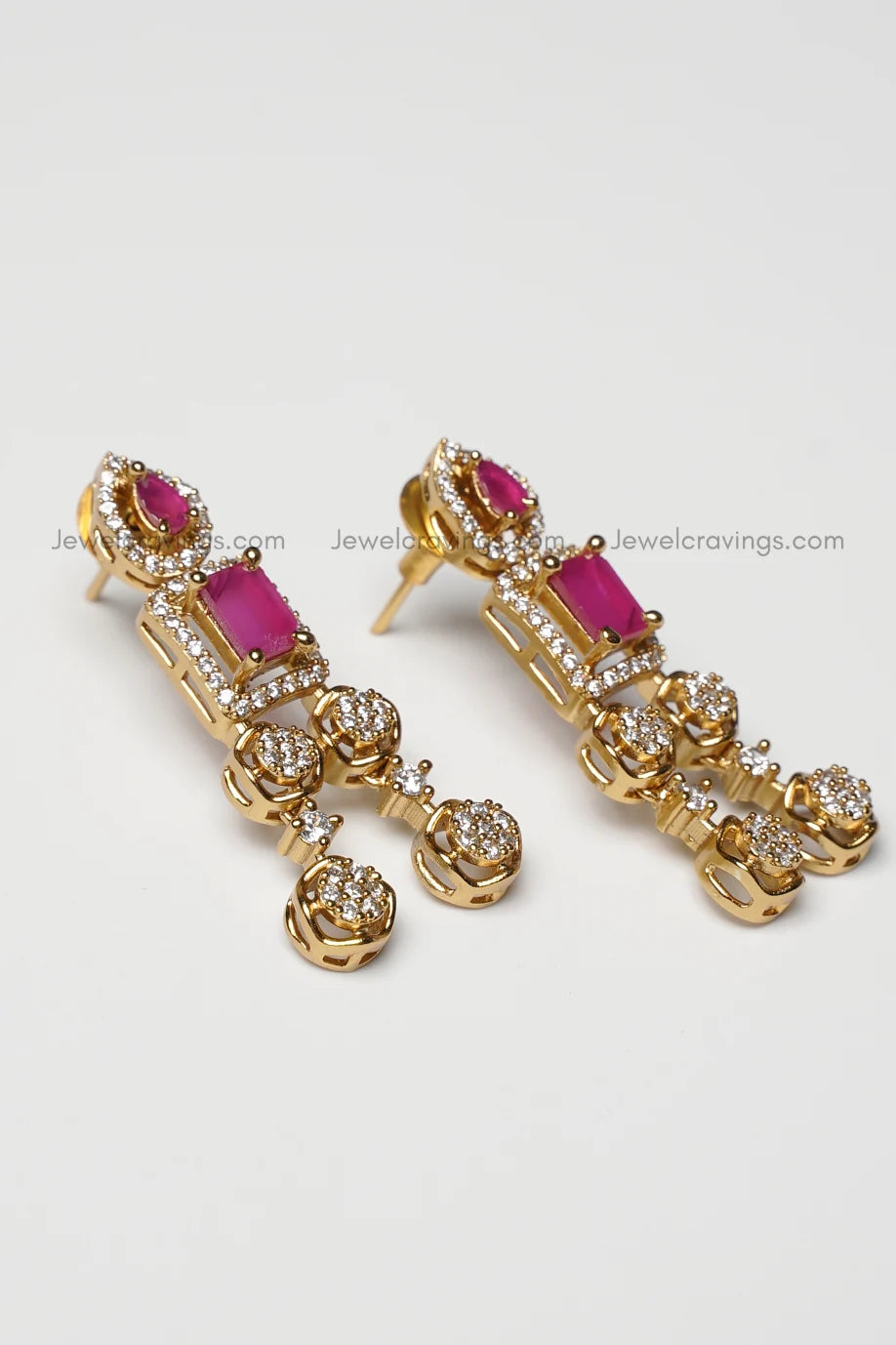 Two Layer Stone Studded AD Necklace with Earrings