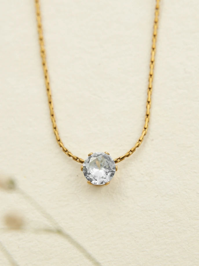 ANTI TARNISH - DAINTY ZIRCON DIAMOND STONE PENDANT NECKLACE