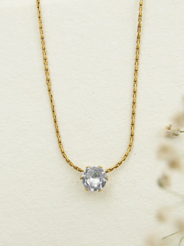 ANTI TARNISH - DAINTY ZIRCON DIAMOND STONE PENDANT NECKLACE