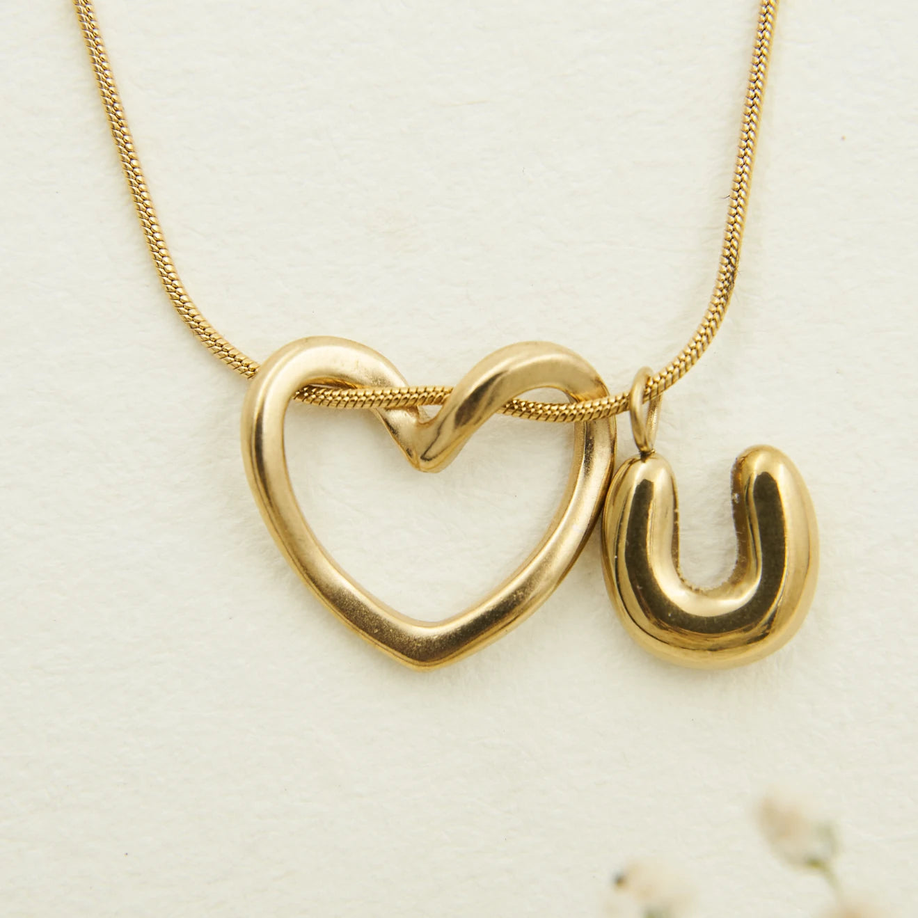 LOVE YOU HEART CHARM 18K GOLD PLATED NECKLACE