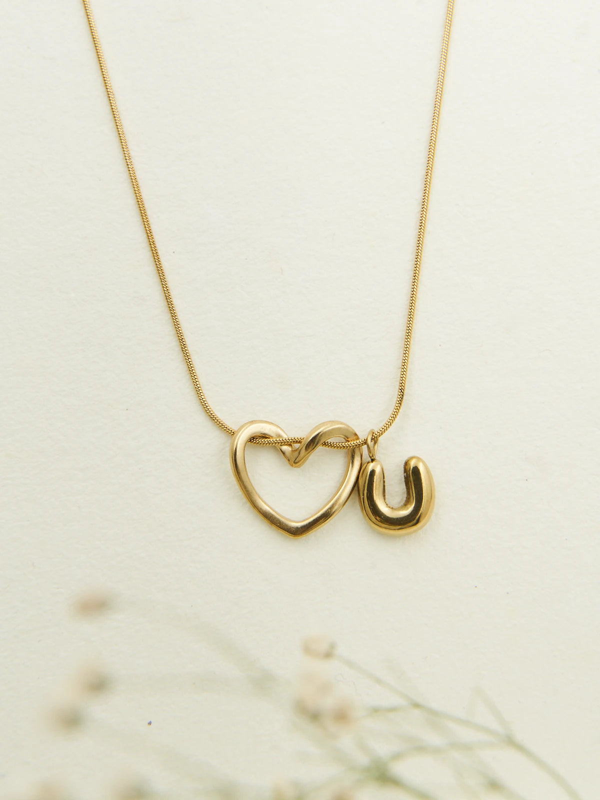 LOVE YOU HEART CHARM - 18K GOLD PLATED NECKLACE