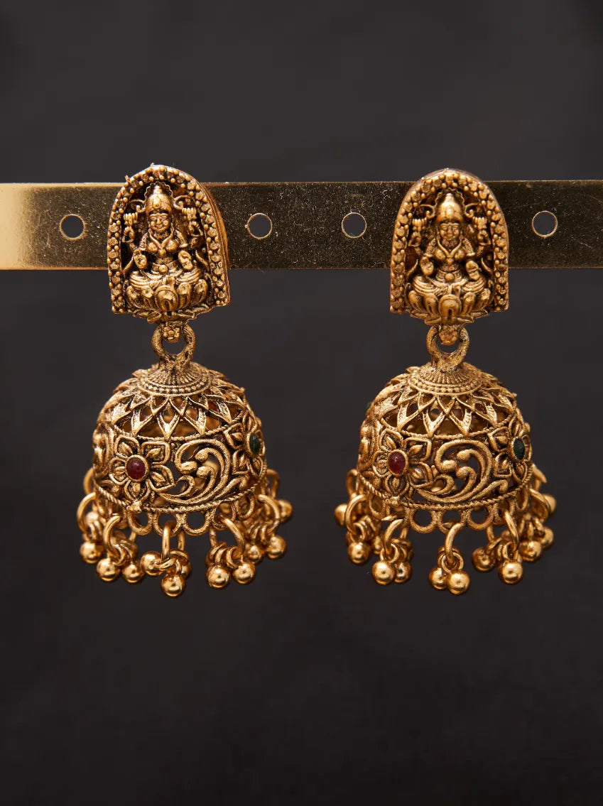 Traditional Grand Combo set of Lakshmi Beads Necklace Haram and Jumka Earrings