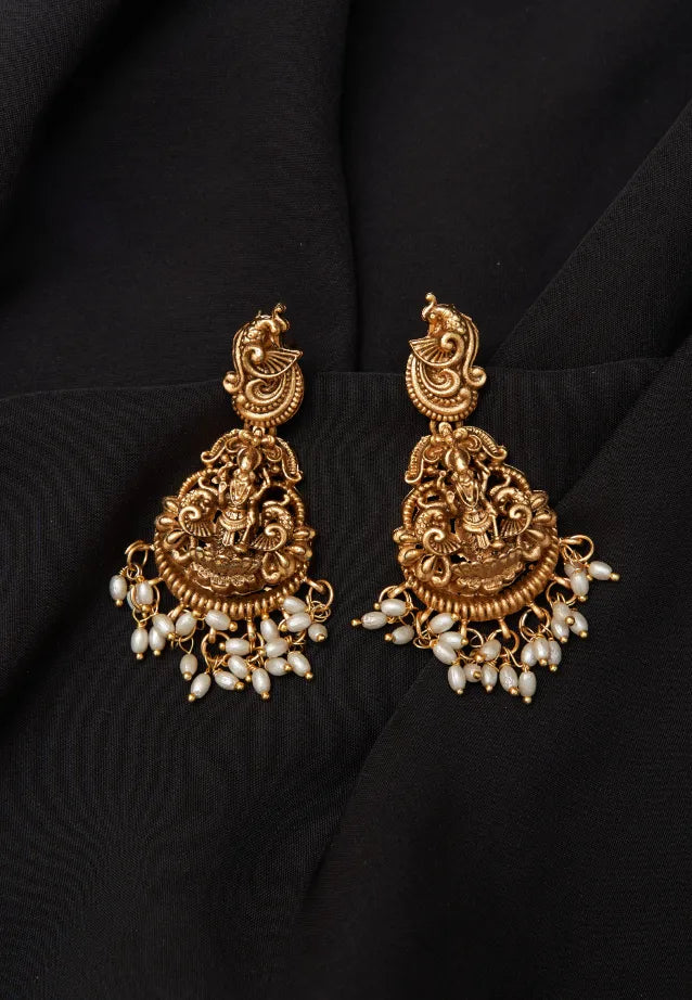 Vishnu Idol Rice Pearl Haaram Combo Set