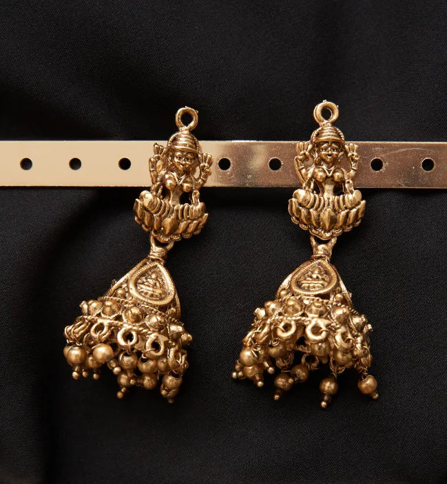 Traditional Lakshmi Grand Haram and Necklace Combo set with big Jumka