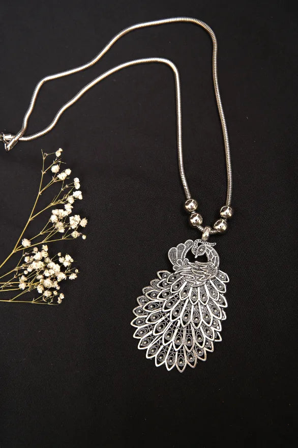 German Silver Oxidized Peacock Chain