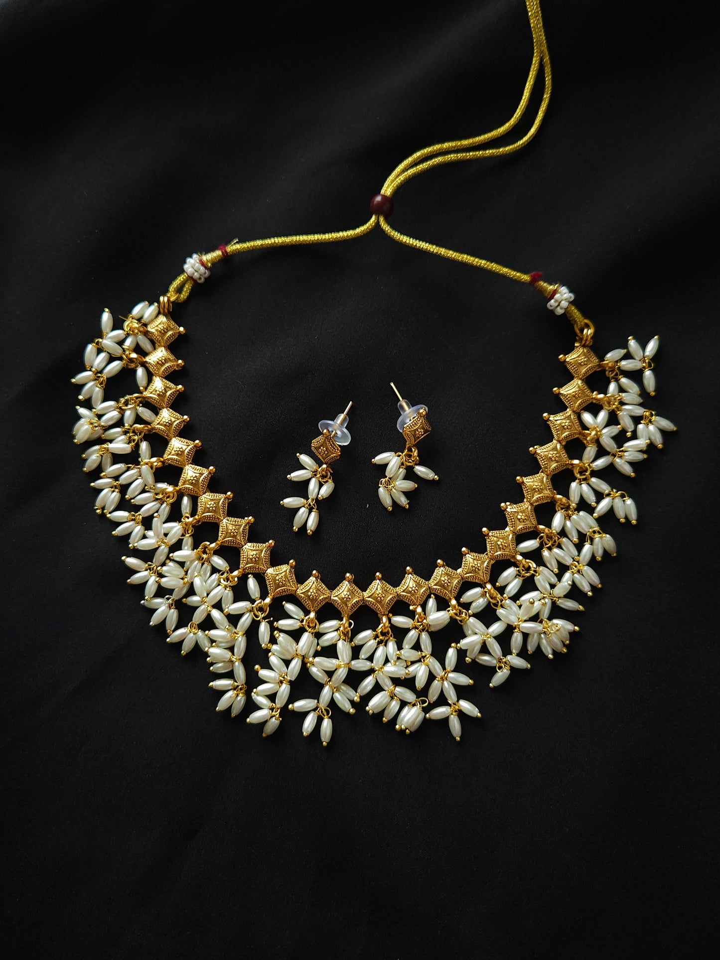 Rice pearl necklace set