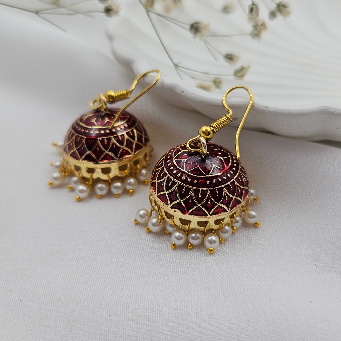 Maroon pearl Jumka