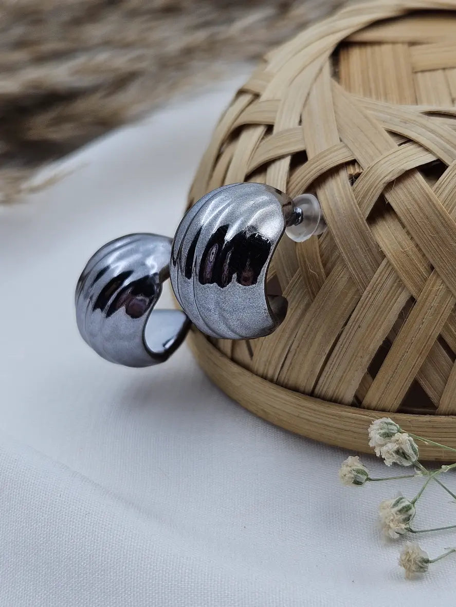 Blacky Grey Statement Earrings