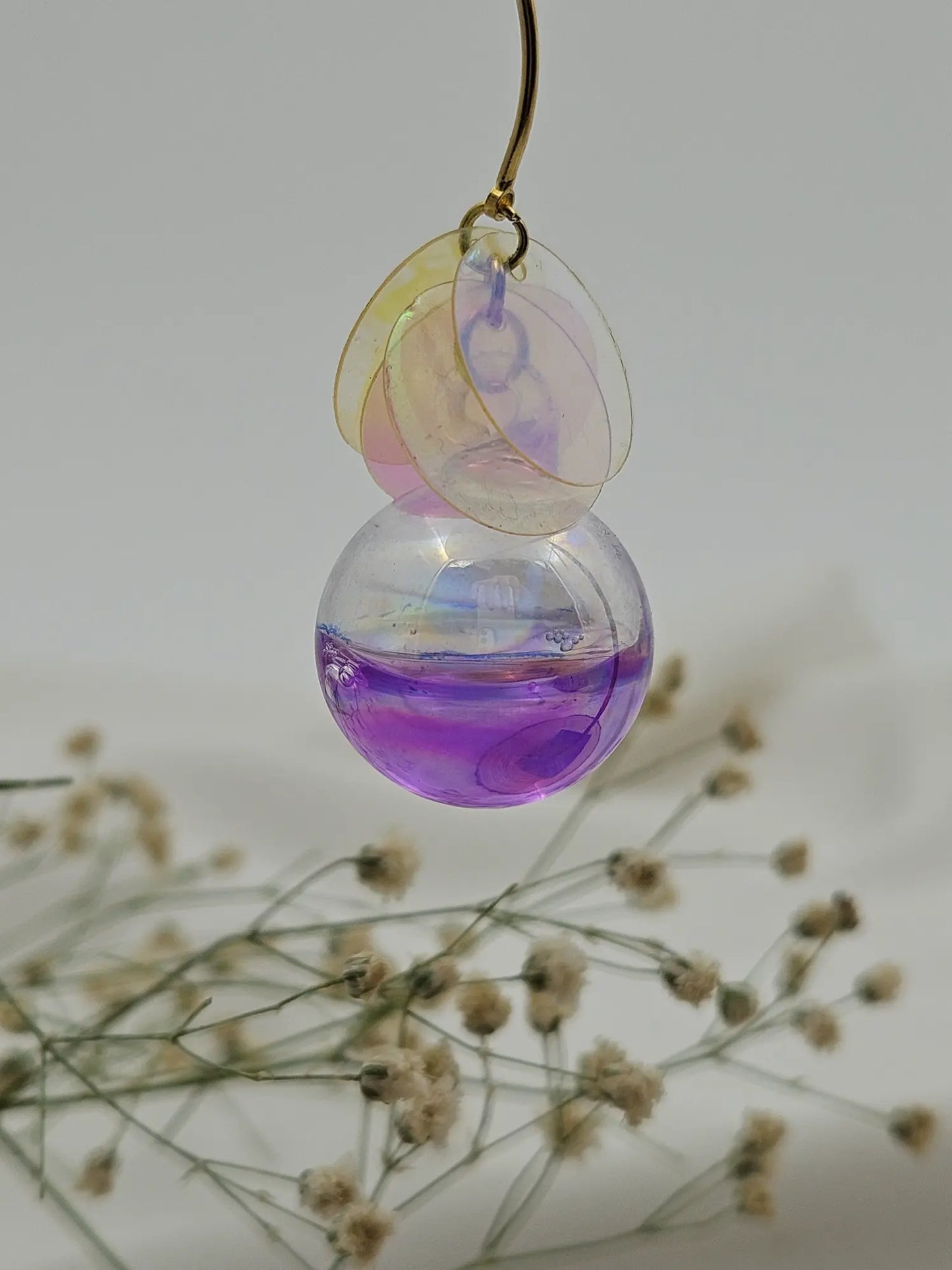 Purple Water Ball Dangling Western Earrings