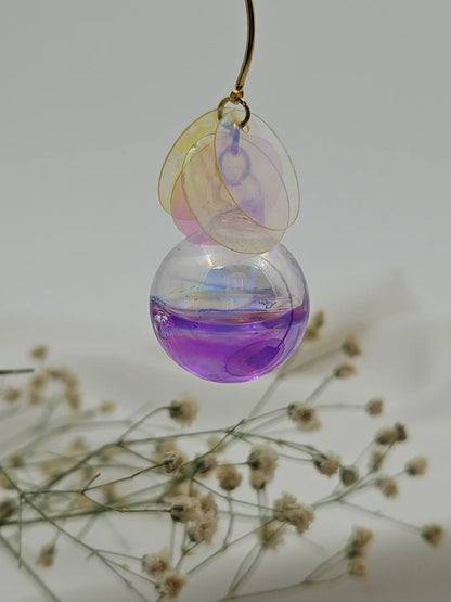 Purple Water Ball Dangling Western Earrings