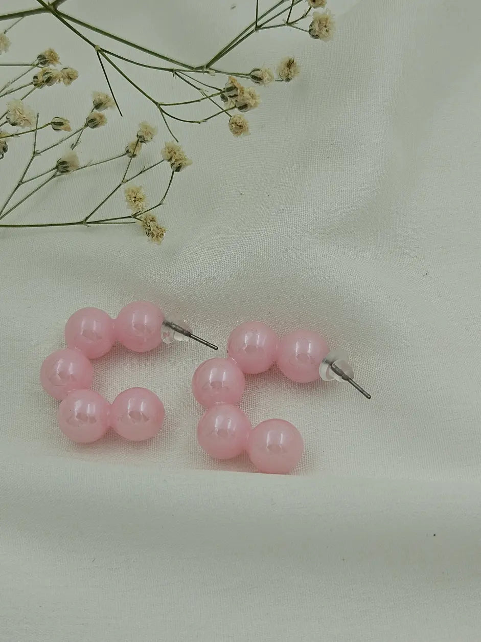 Baby pink Round Ball Western Earings