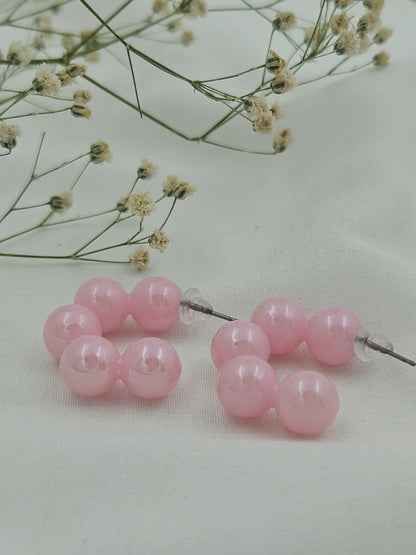 Baby pink Round Ball Western Earings