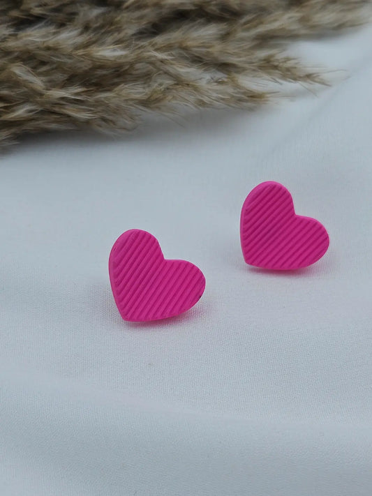 Heart Stripe Western Studs - Pink