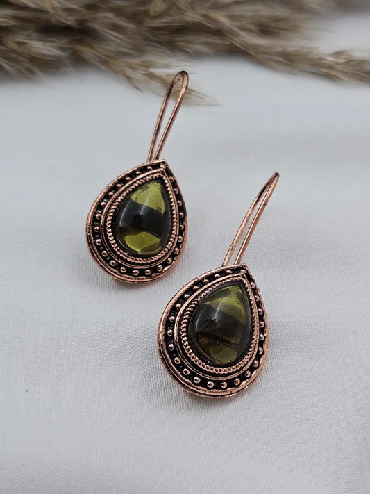 Rosegold Green Drop Casual Earrings