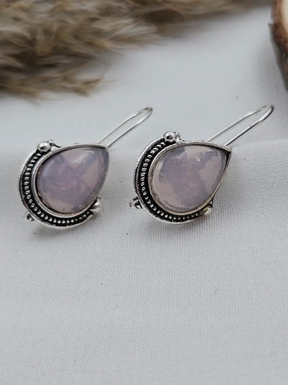 German Silver Mini Drop Earrings - Baby Pink