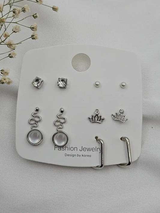 Korean Earrings White Combo Earrings Set