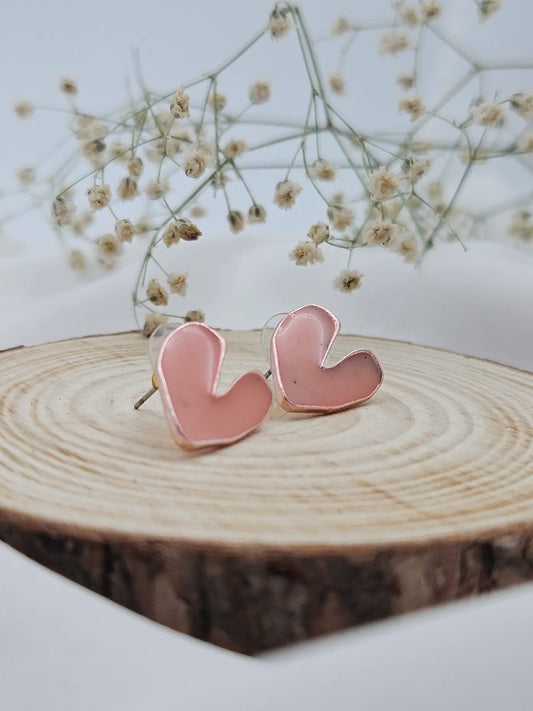 Peach Heart Enamel Casual Stud