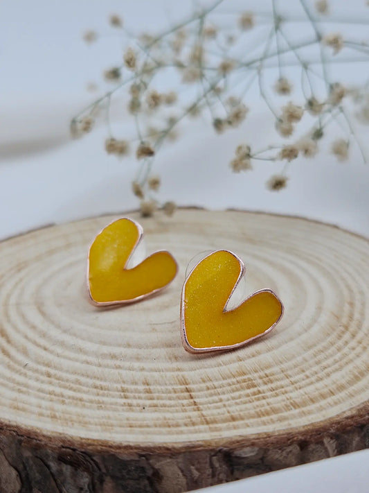 Yellow Heart Enamel Casual Stud
