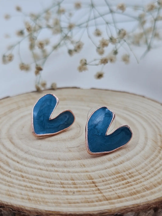Peacock Blue Enamel Casual Stud