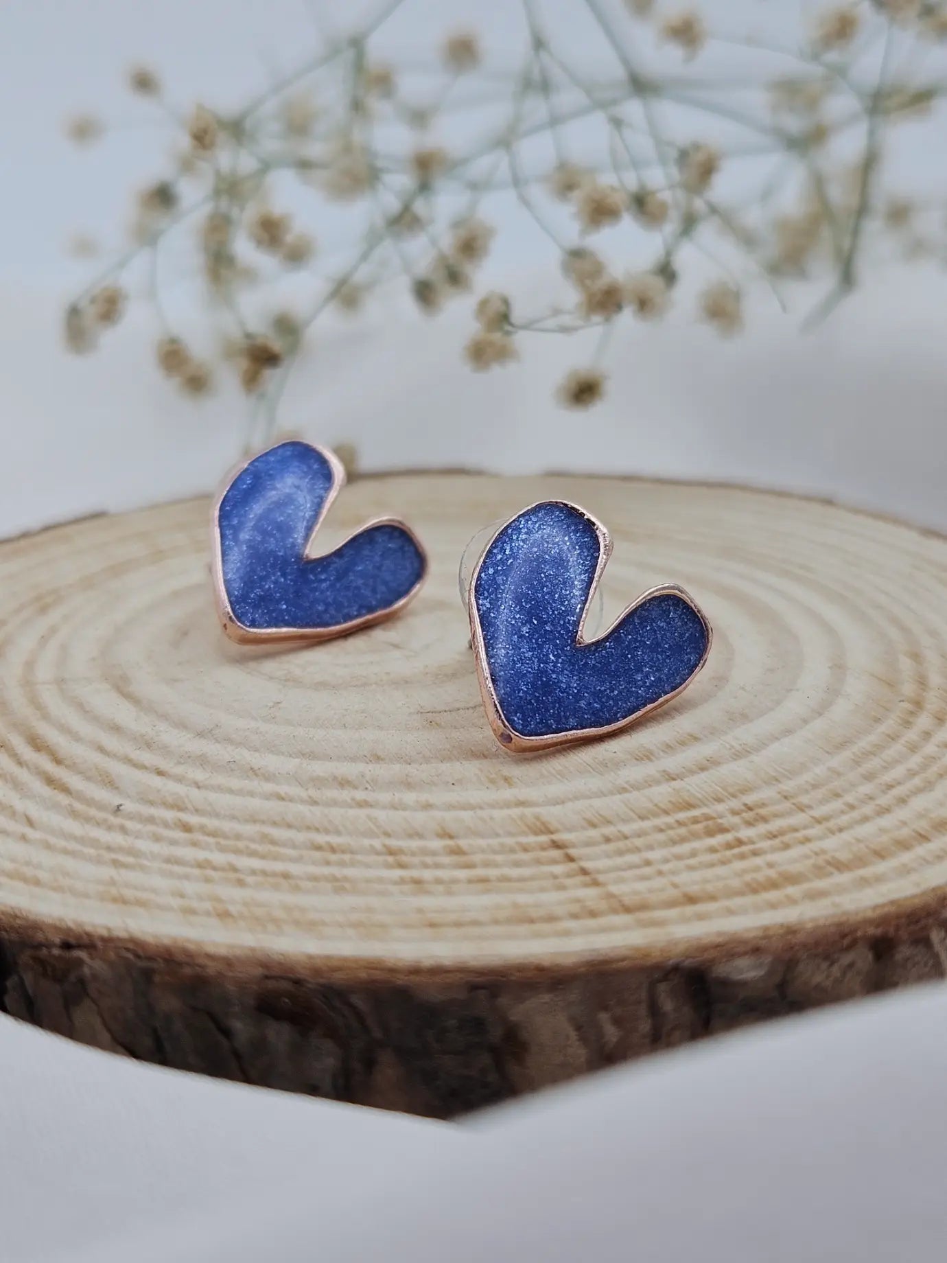 Dark Blue Heart Enamel Casual Stud